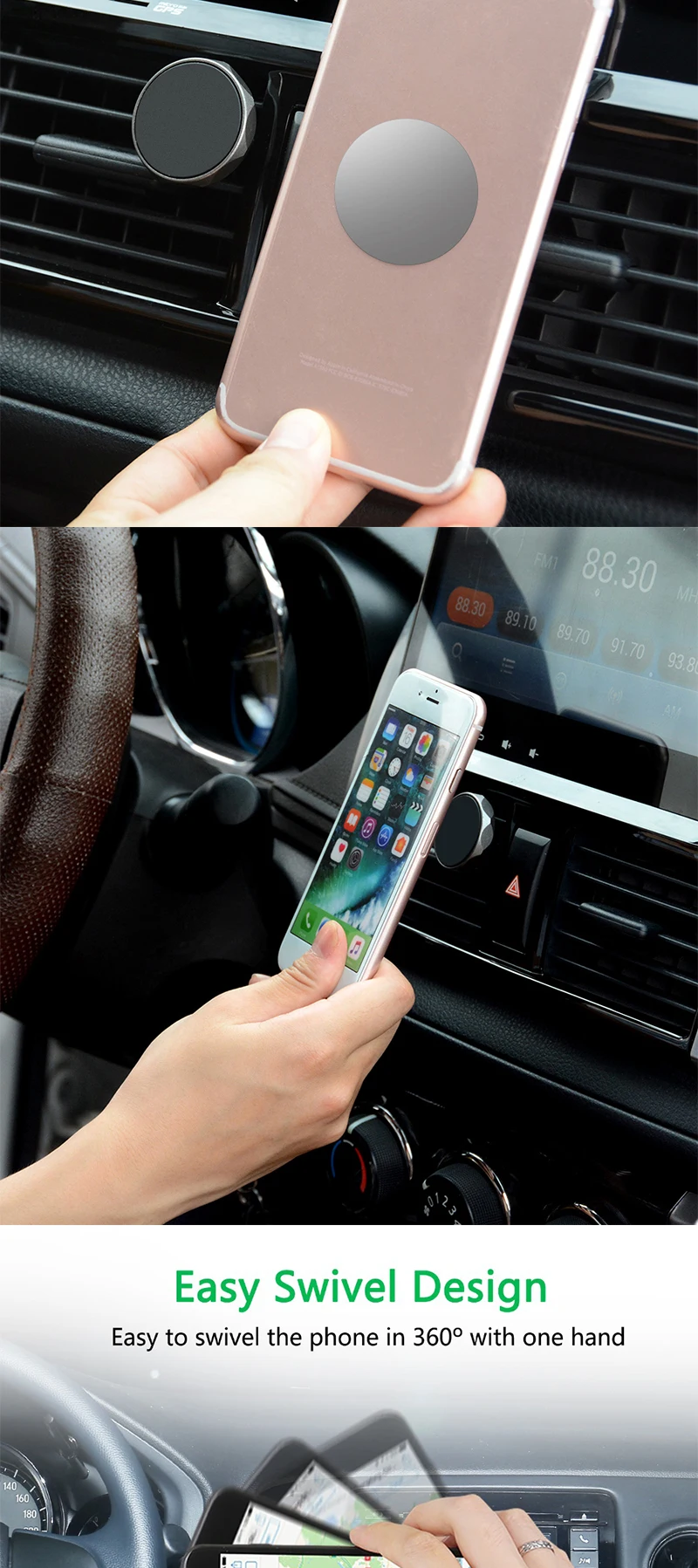 Eonline For iPhone 6 7 8 Plus X Air Vent Mobile Phone Car Mount Stand Holder For Xiaomi Universal Magnetic Car Phone Holder