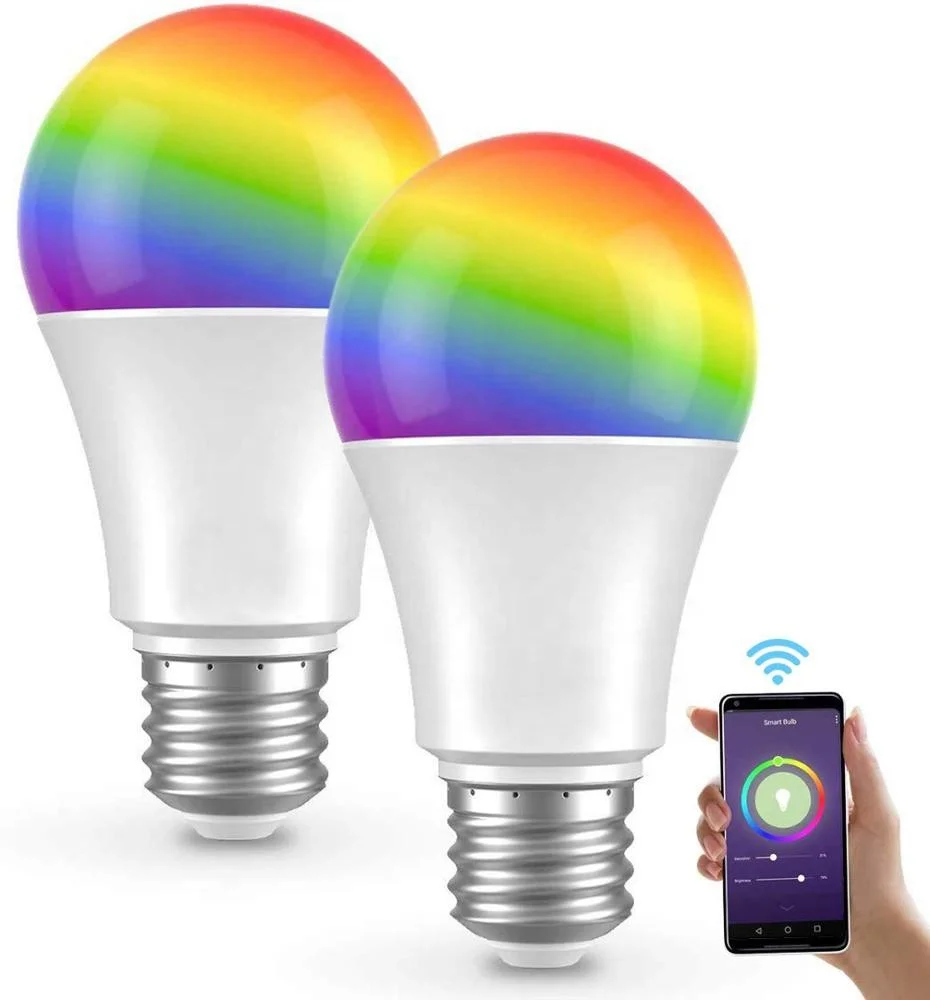 A19 Alexa Google Home dimmable Wifi RGB RGBW Smart Bluetooth LED Light Bulb Color Bulbs Pack E26 E27 B22 smart life App Lamp 10W