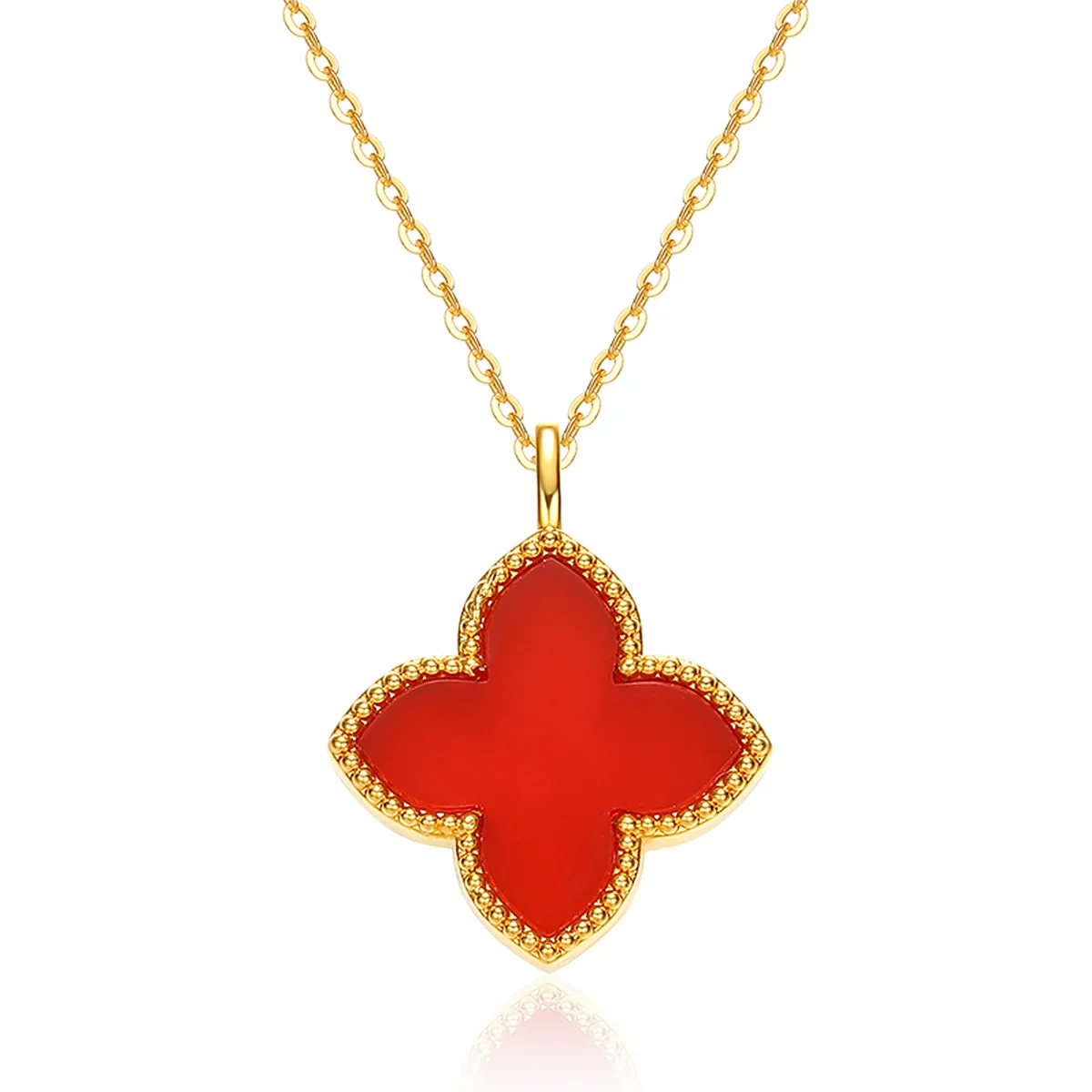

JINAO Fine Jewelry 3G 18k Hard Gold red Onyx Pendant AU750 real gold female pendant necklace Birthday Gift