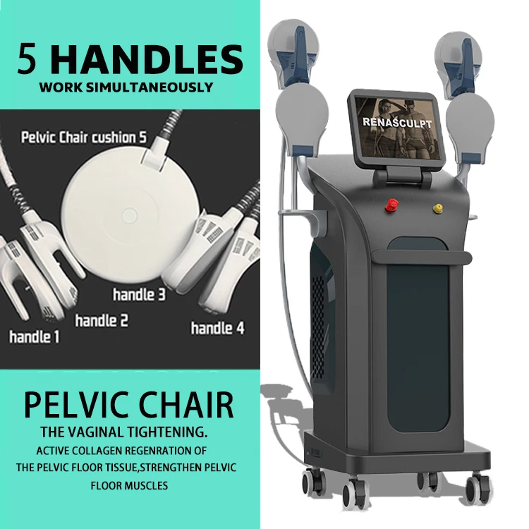 

2021 renasculpt 4 handles 10 tesla ems sculpt pelvic muscle vagina tightening chair machine