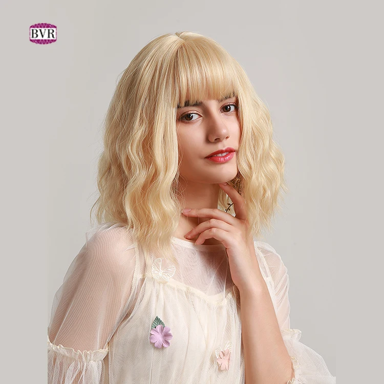 

BVR Top Quality Wholesale Cheap Wigs Vendor Blond Color Body Wave Water Synthetic Hair For Women
