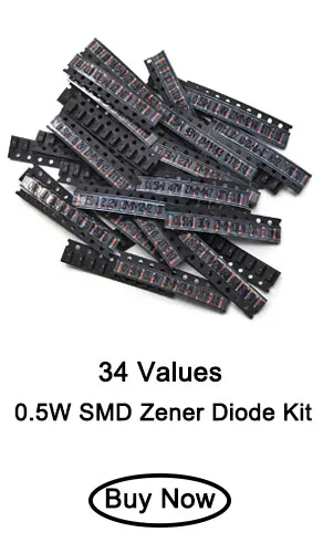 Chanzon 34 Values 0.5W SMD Zener Diode Assorted Kit 2V 2.2V 2.4V 2.7V 3V 3.3V 3.6V 3.9V 4.3V 4.7V 5.1V 5.6V 6.2V 6.8V 7.5V 8.2V 9.1V 10V 11V 12V 13V 15V 16V 18V 20V 22V 24V 27V 30V 33V 36V 39V 43V 47V 34 Values Each 10pcs Total 340pcs 