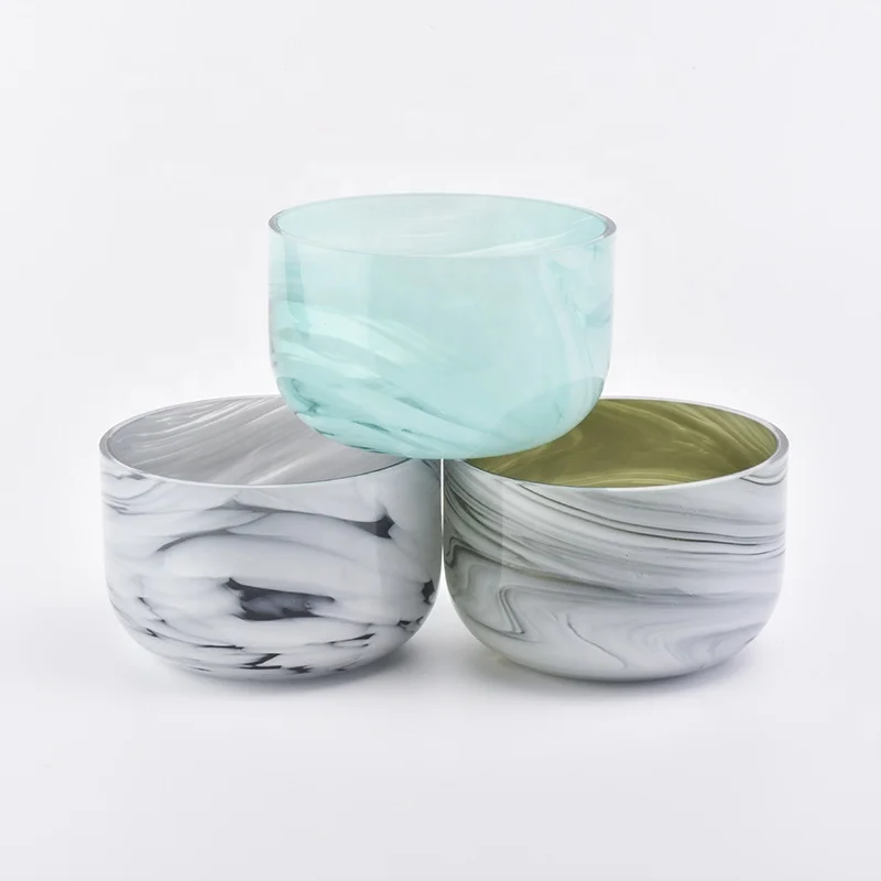 Marble Pattern Glass Candle Bowl Jars For Candle Making
