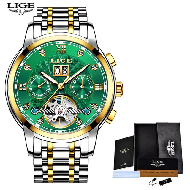 

New LIGE Men Watches Male Top Brand Luxury Automatic Mechanical Watch Men Waterproof Full Steel Business Watch