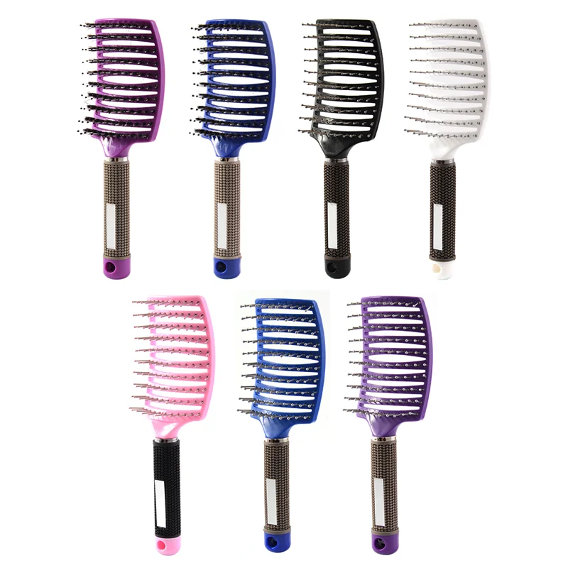 

Great Practical Nylon Teeth Large Curved Comb Heat Resistant Hair Styling Brush Smooth Hair Care Ribs Massage Combs, White/purple/pink/black/blue