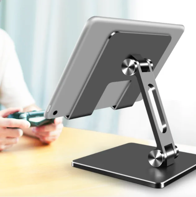 

Aluminum Alloy OEM logo video recording foldable Desk bracket Tablet Stand desktop metal Holder Adjustable for ipad Tablet