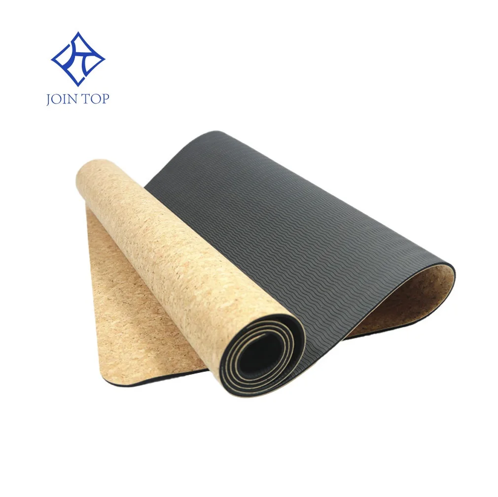 

Jointop personalized eco-friendly gym custom print 100% natural cork rubber tpe yoga cork mat mats with Custom Print, Stock color or customized