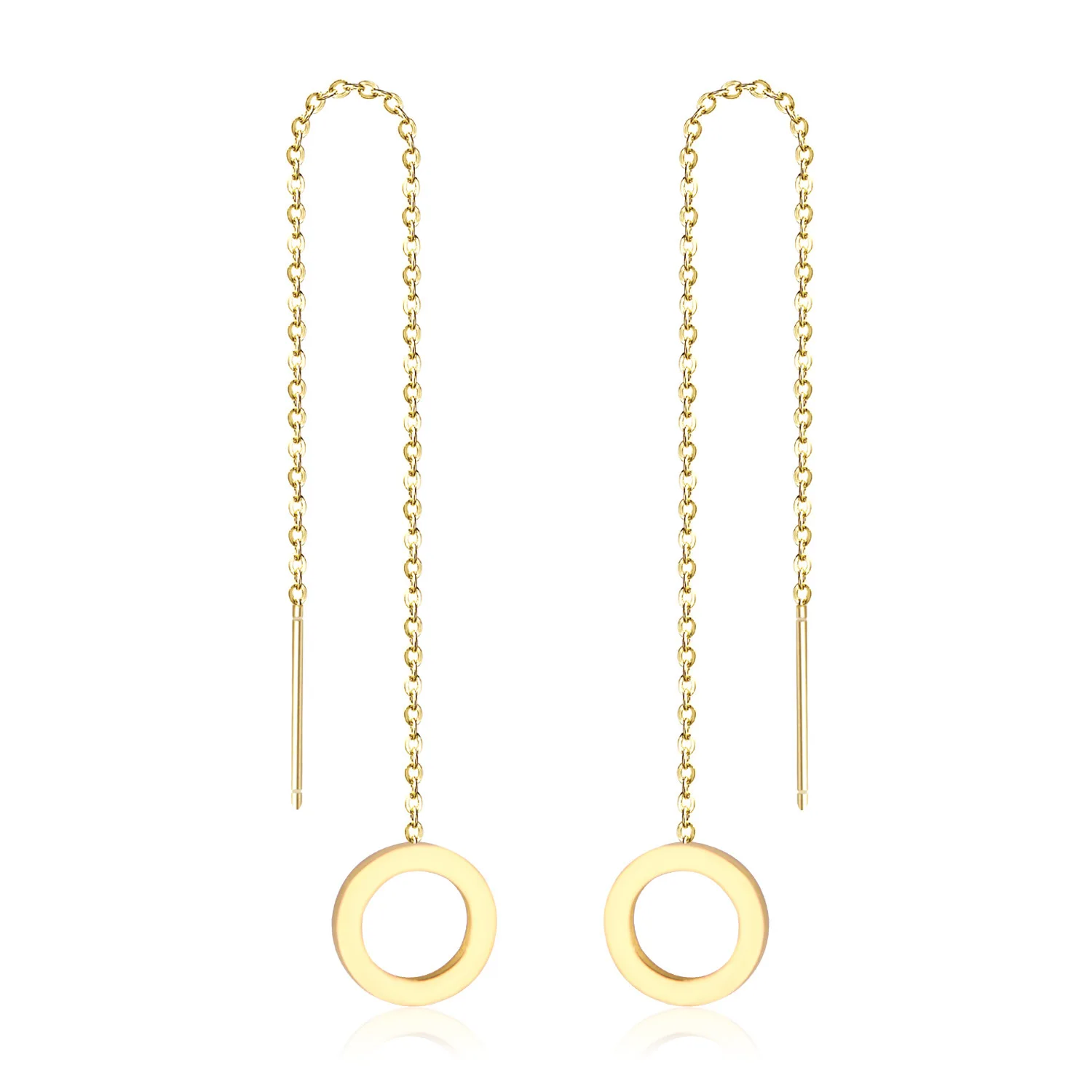 

Elegant mini simple style long tassel earrings design fashion hollowed-out round long chain earrings eardrops, Silver-gold-rose gold