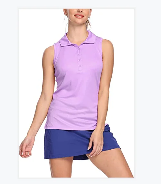 

wholesale custom logo 100% polyester sleeveless golf polo shirts for women
