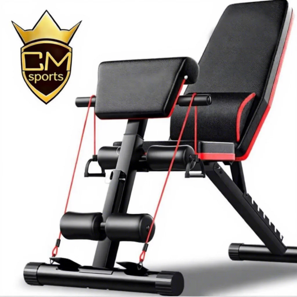 CHENGMO SPORTS Adjustable Weight Lifting Dumbbell Bench Foldable Sit up Bench Multifunctional Bed Bench Set with Resistant Band