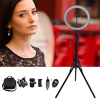 

12" Selfie Ring Light Photo Video Desktop LED Lamp Mini Camera Ring Lighting Kit with Tripod Stand, Phone Holder, for Livestream