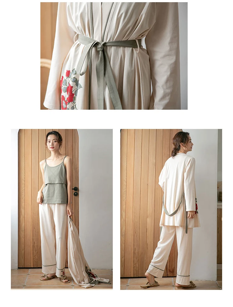 Itonia 2020 New Arrival Elegant 3pcs Cotton Pregnancy Clothes Pajamas Set.jpg