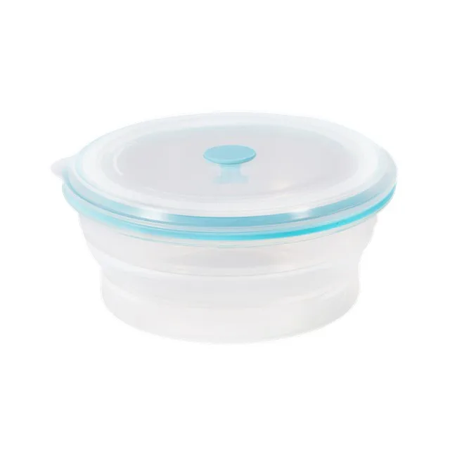 

1200ML 100% Food Grade Silicone Microwavable Collapsible Lunch box Round Foldable transparent Bowl bento silicone storage box, Available in all colors