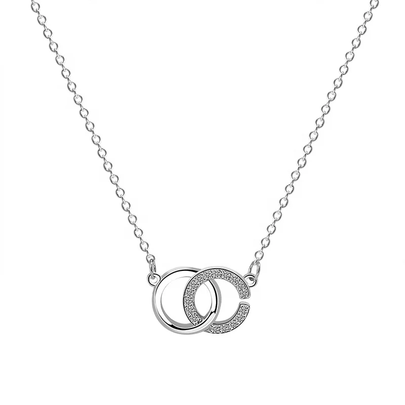 

2020 New Arrived Fashion Jewelry 925 Sterling Silver Letter C Necklace For Young Lady, White