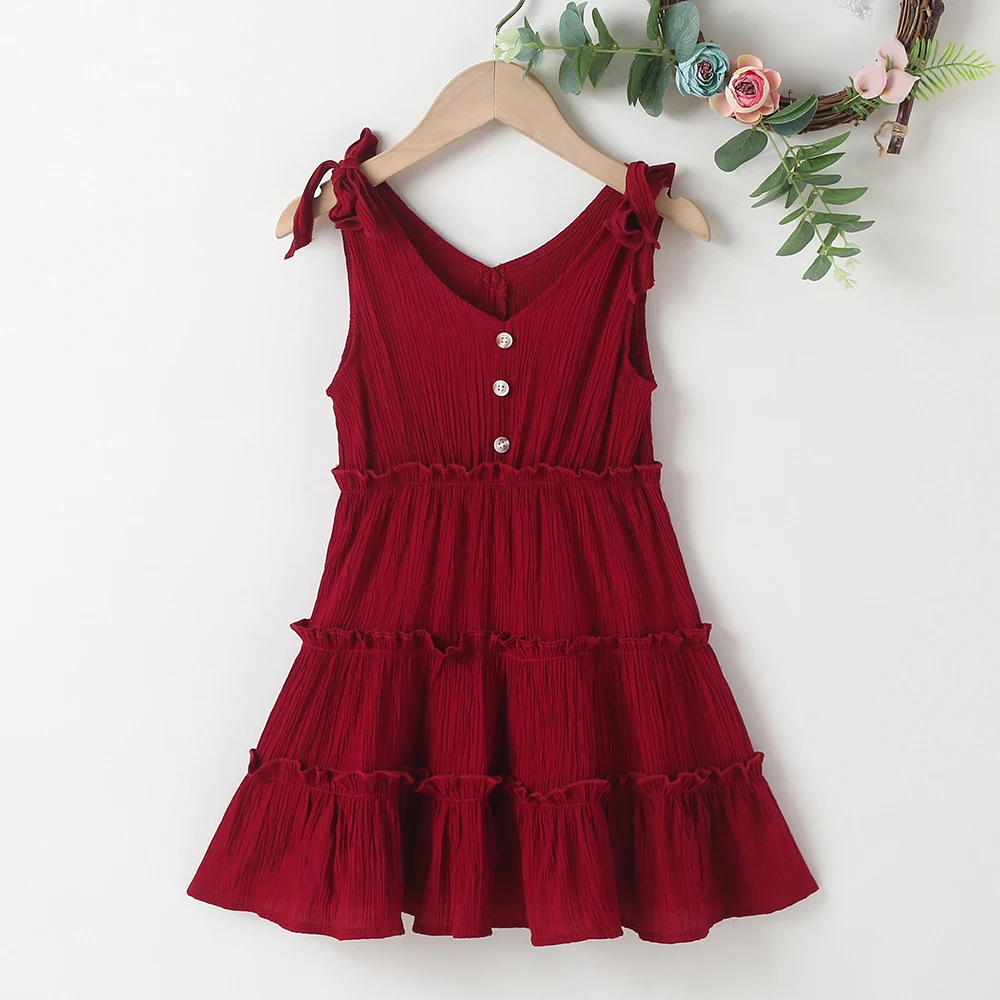 

Hot Sale Sleeveless Vintage 4 Colors Baby Kids Girl Clothes Summer Dresses, Picture