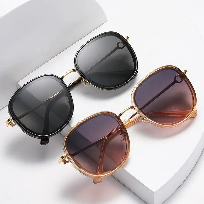 

Wholesale Trendy Luxury Oversized Sunglass Retro Metal Frame Double Bridge Sun Glasses Shades Men Women Sunglasses