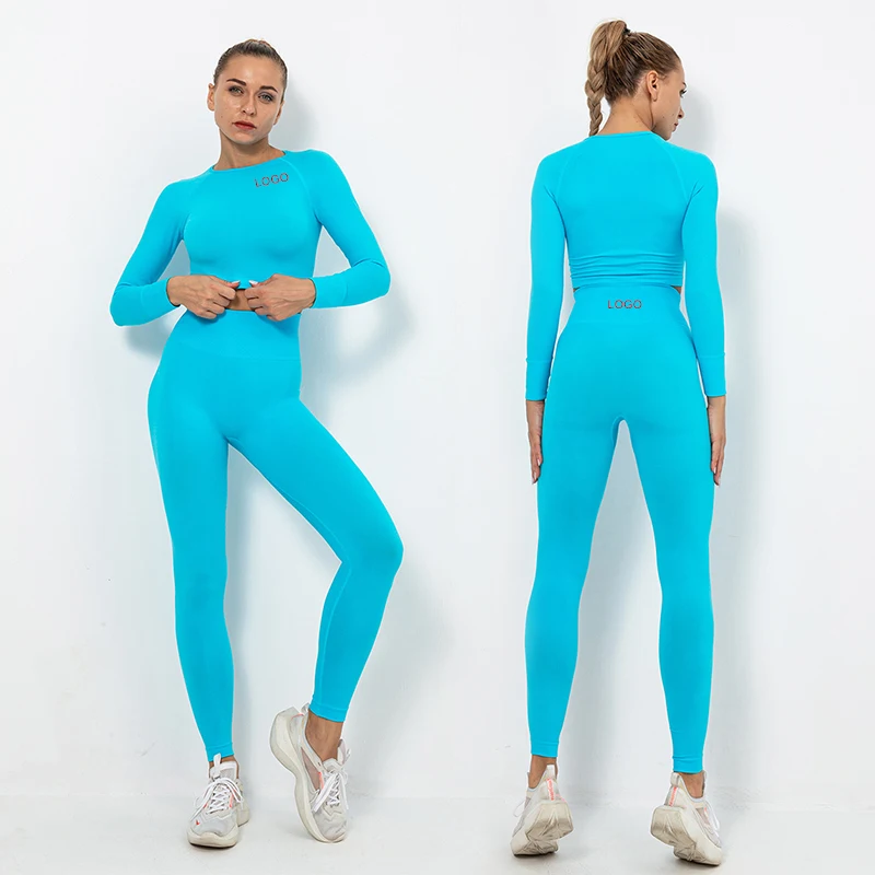 

Custom Women Sport Colors Gym Nylon Leggings Yoga Set Fitness Active Wear High Waist Seamless Support Custom Sample High Elastic, 14 colors