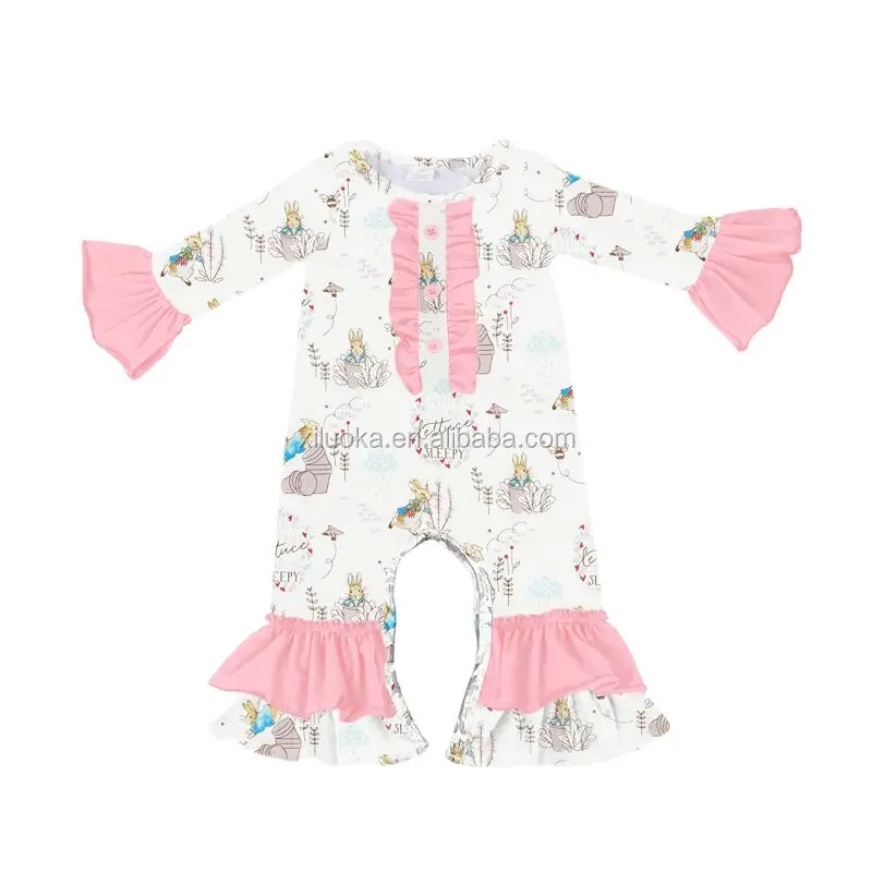 

Yiwu Spring Baby Rompers Pink Bottom Ruffle Romper Lace Infants Clothes, Picture