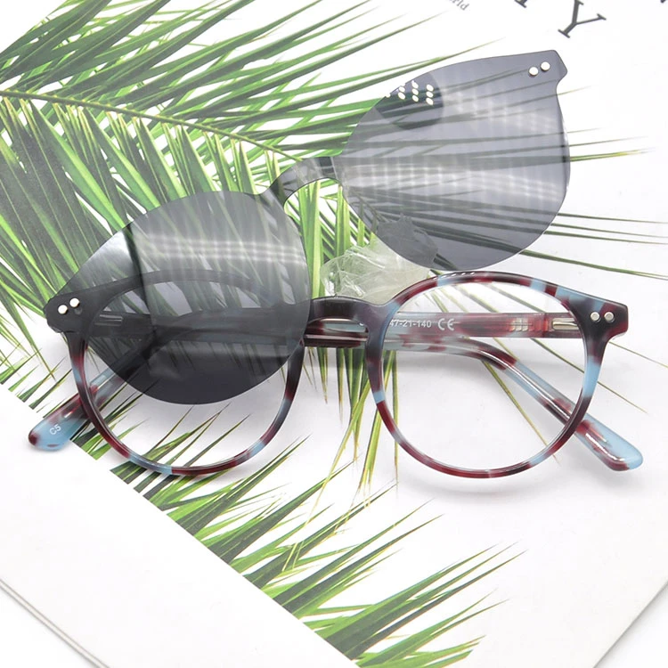 

Fashion Design Clip On acetate Polarized Magnetic Sun Glasses Sunglasses For Women around eyeglasses frame colorful glasses