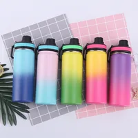 

18oz handle carabiner lid thermo tank insulated stainless steel water bottle