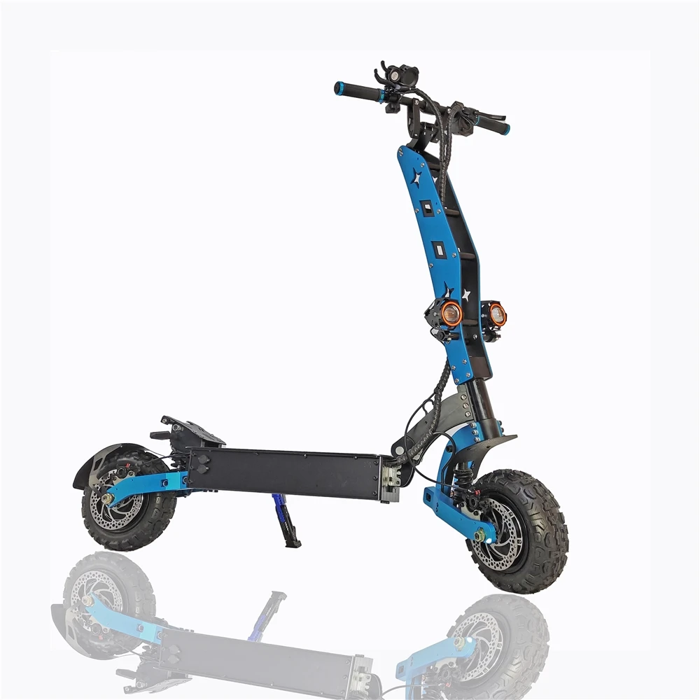 

wholesale factory price 11 electric scooters 5600W 60v35ah battery hydraulic brakes minimotors lcd, Blue and red