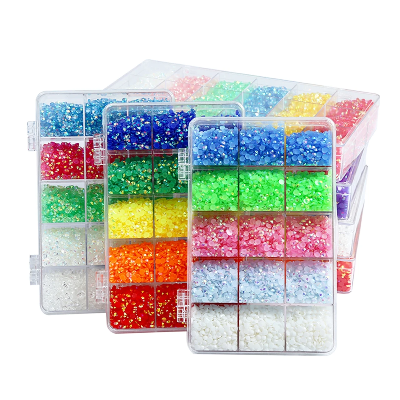 

Wholesale 15 Grid Boxed Flatback Rhinestones Kit Jelly AB Resin Rhinestones For Mug Decoration Craft