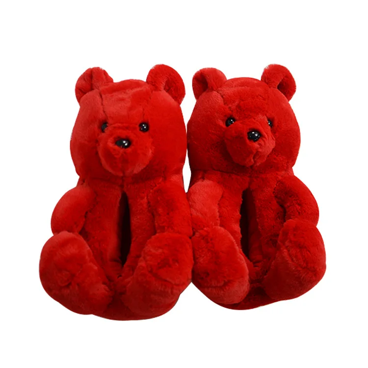 

2021 Teddy Bear Slipper Floor Home Plush Thickened Cotton Thermal Slippers Fuzzy Slippers Hot Selling, Black,blue,dark brown,light brown,pink,red,color 1,color2