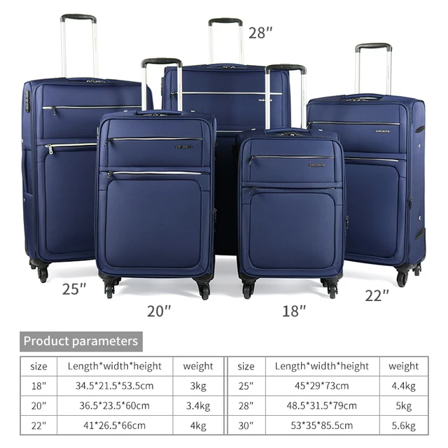 suitcase length width height