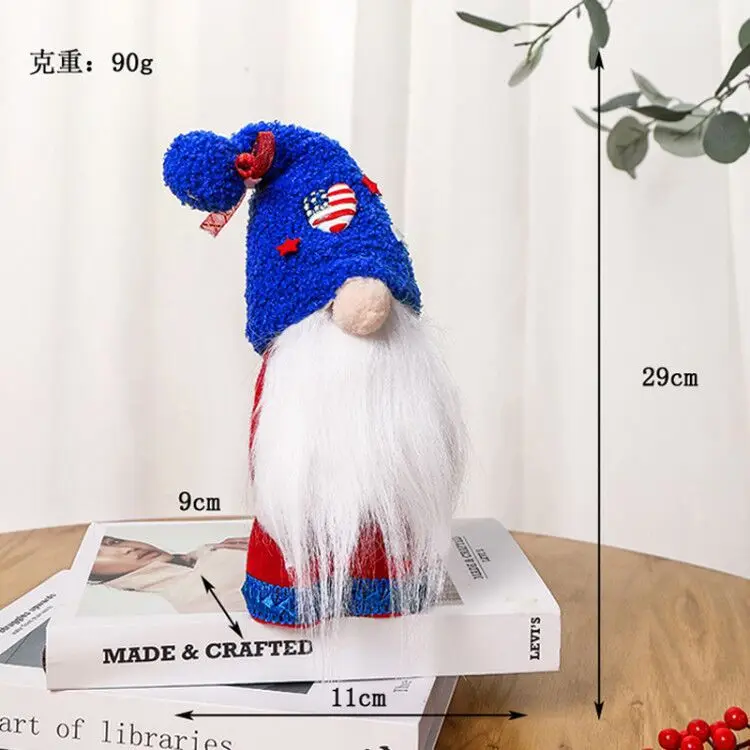 

American Independence Day point-cap dwarf old man stripe pentacle bottle set American flag faceless doll