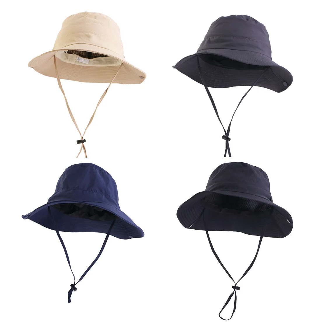 

Wholesale Custom Logo Adjustable Adult Nylon Mesh Fishing Bucket Hat Packable Boonie Cap Sun Protection Visor Cap For Women Men