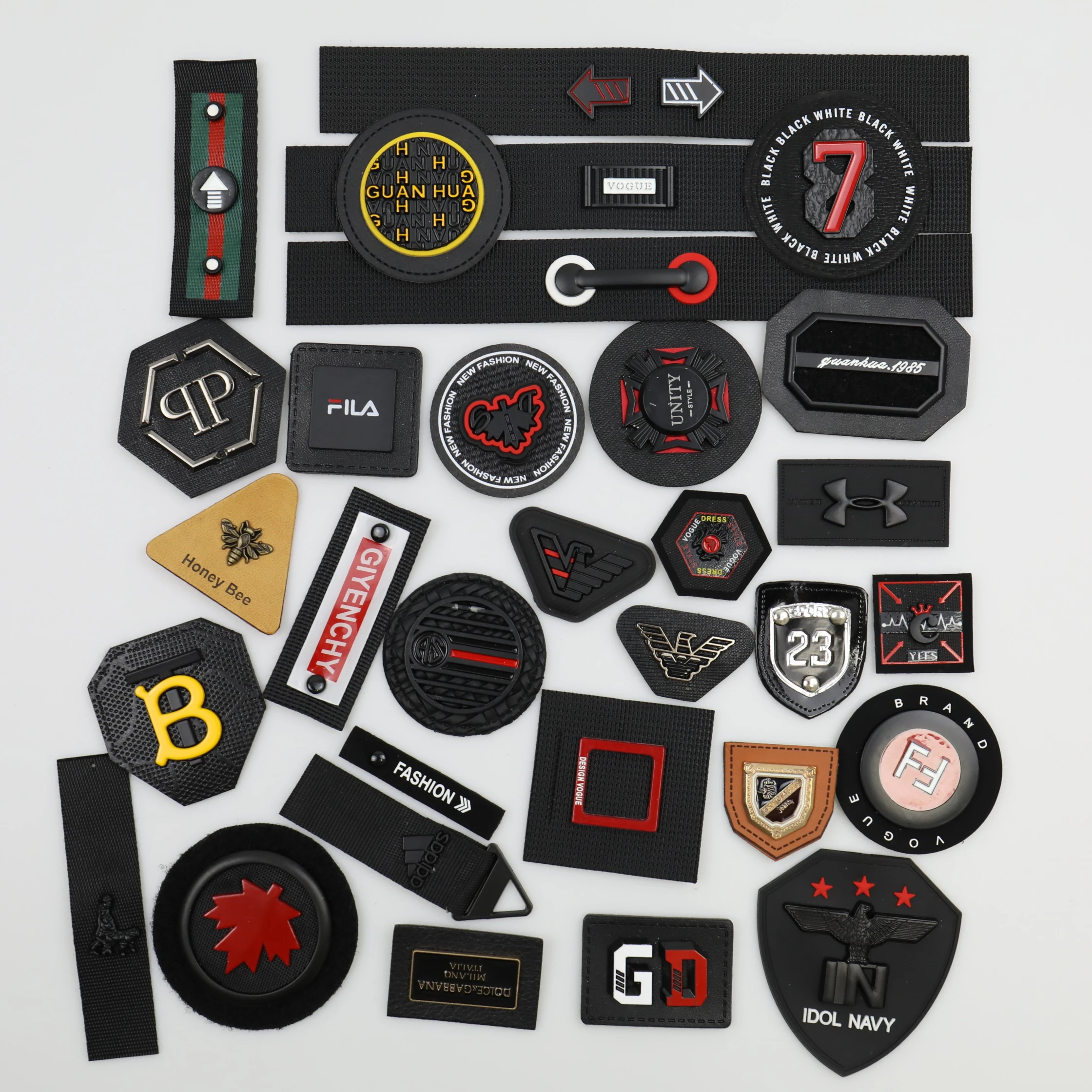 

Custom shapes leather cool patches garment tags for clothing and jacket and shoes, Custom color