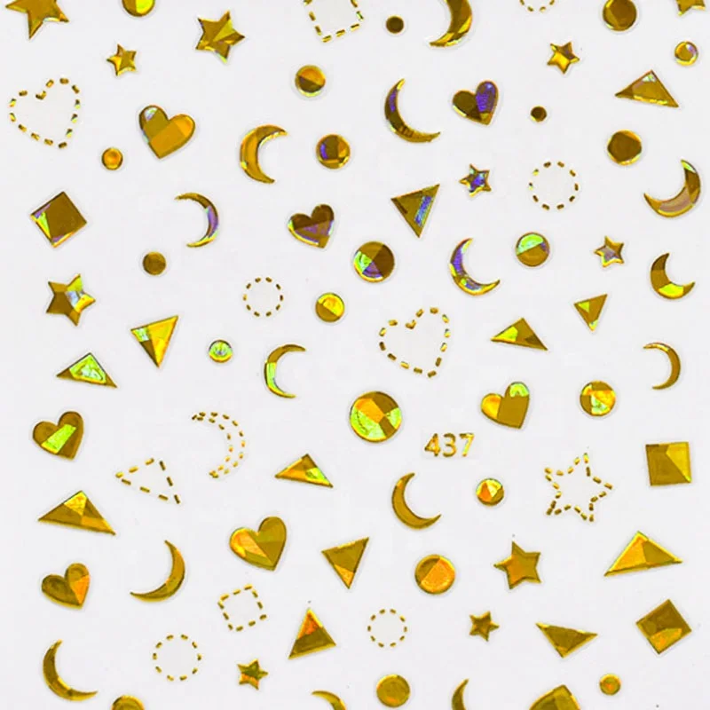 

Paso Sico New Golden Star Moon Heart Geometric Element Nail Stickers for Nail Salon Professinal Products