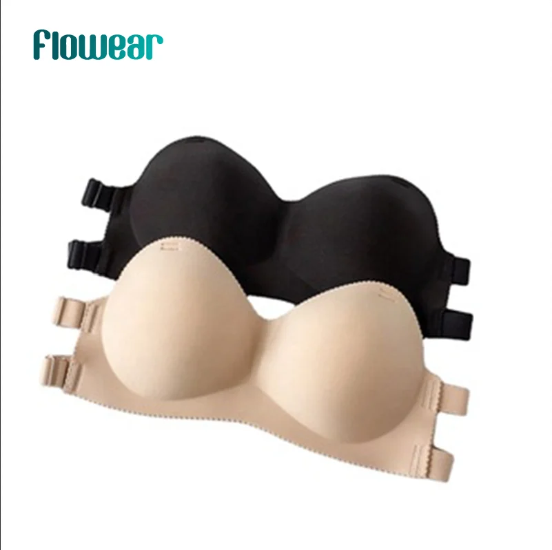 

Factory wholesale quality sweet tube top closed gathered bra goddess strapless seamless bra bra, Black