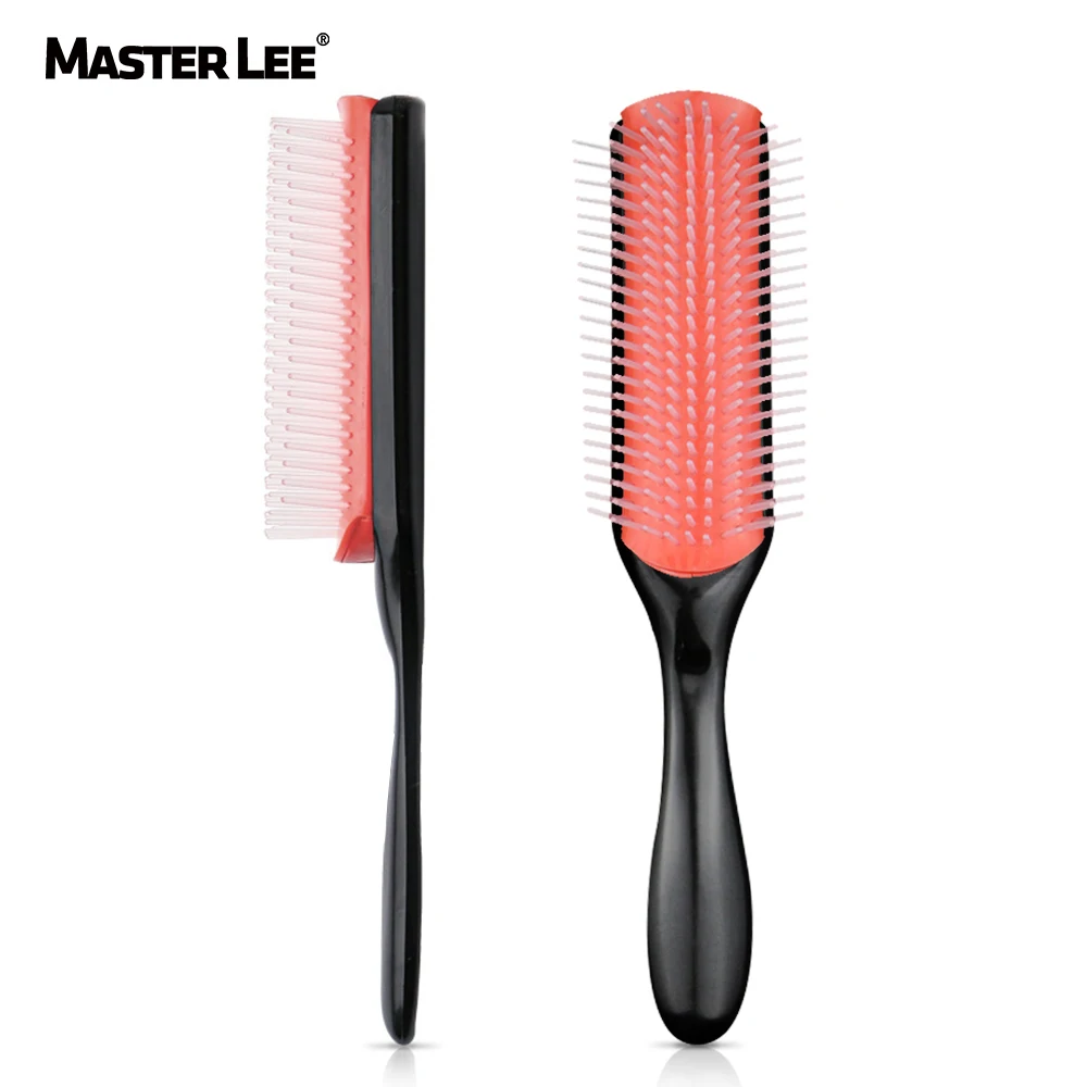 

Masterlee customize logo Nine Row Comb color matching detachable detangling hair brush, Black and red