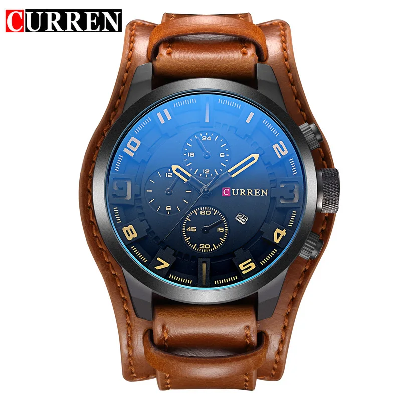 

Luxury Male Clocks Date Sport Military Wristwatch Leather Strap Quartz Business Mens Watches for Gift 8225