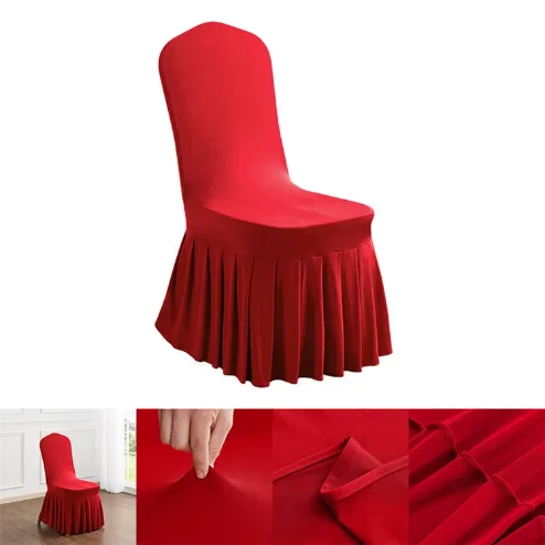 White Polyester Chair Slipcover Elastic Washable Chair Cover for Wedding Hotel Banquet Meeting