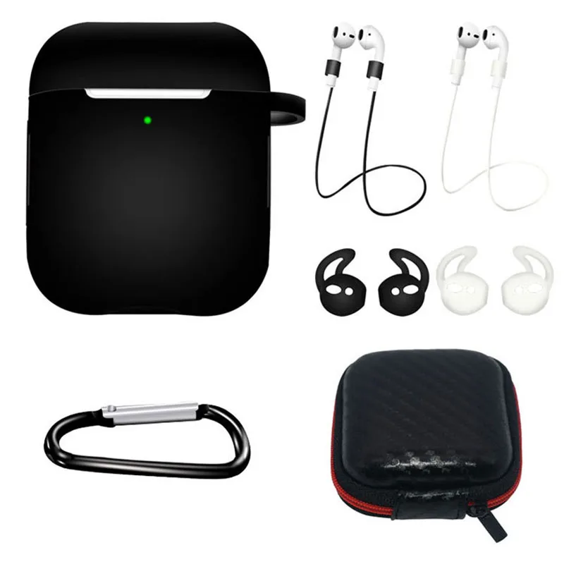 

Silicon 7 in 1 Anti-lost Storage Box Protective Cover Case For AirPods For Airpods 1 2 Kit Holder Strap
