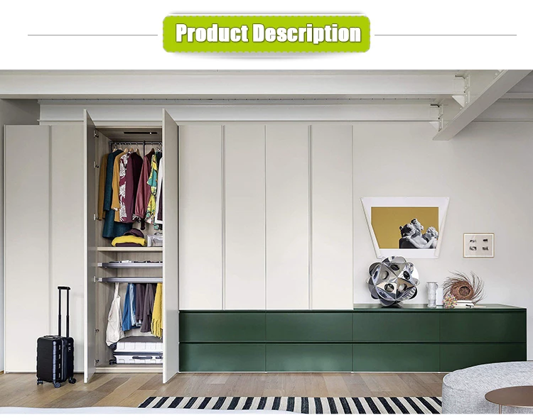 Customized design home furniture bedroom lacquer surface MDF swing door wardrobe