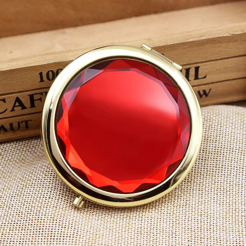 

portable metal makeup hand mirror round mini pocket mirror rose gold compact mirror
