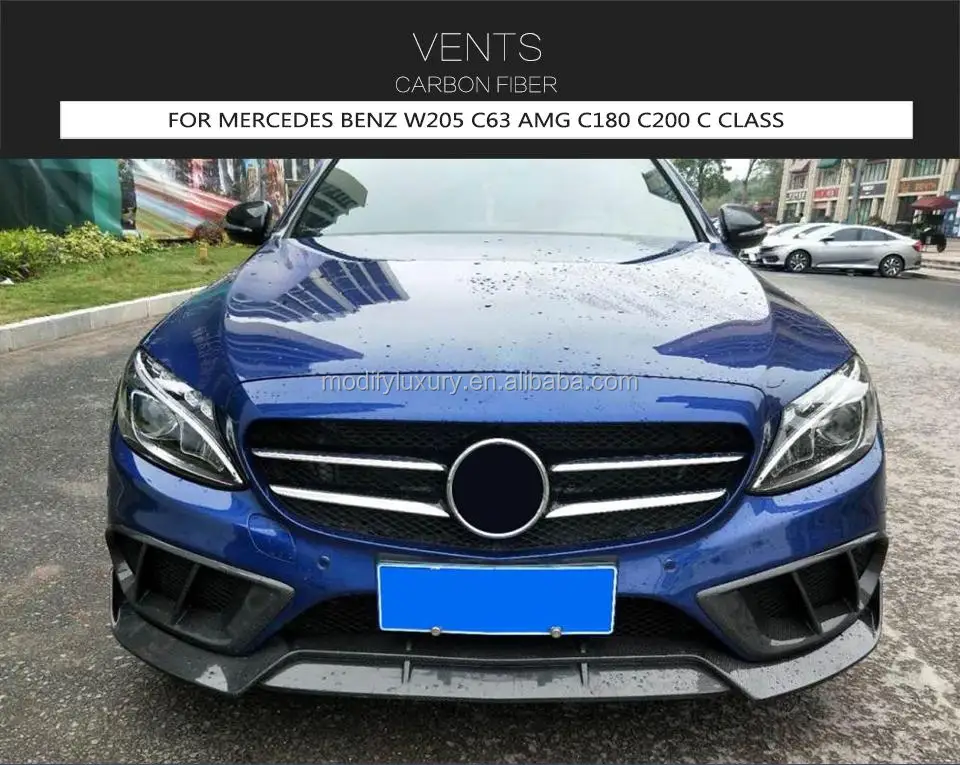 C63-Style Rear Side Air Vent Trim Set – Glossy Black – Fits Mercedes W205 4-Door AMG Sport