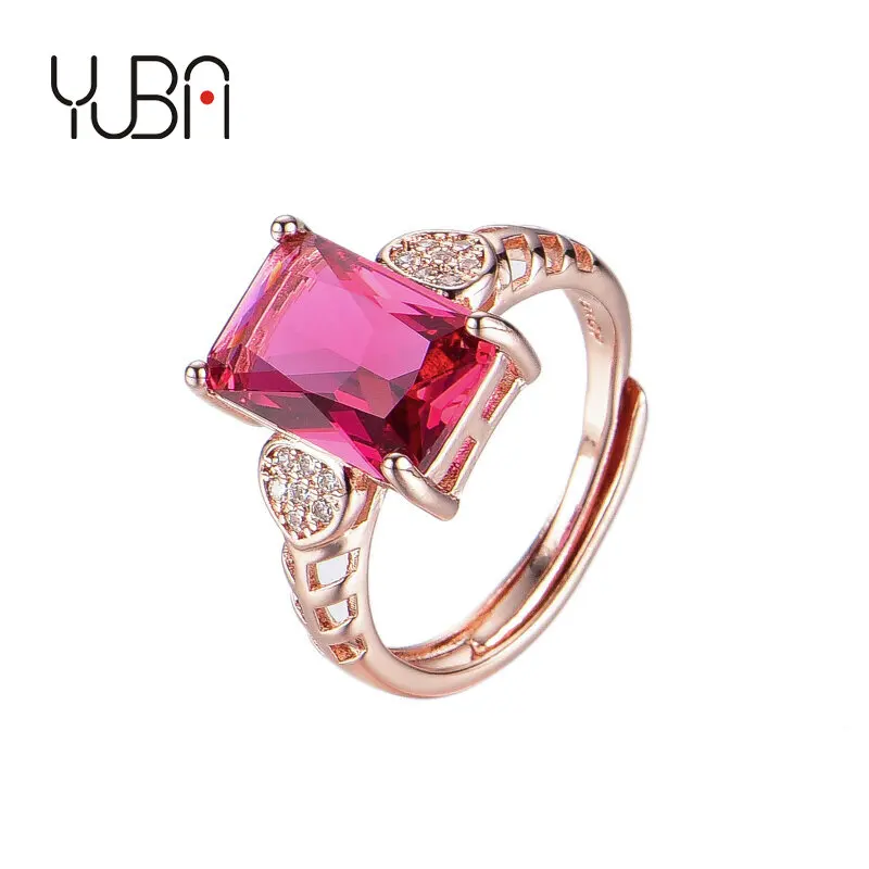 

amethystchain diamond Wedding Rose Gold Plated  Women's Tourmaline Ruby ZIRCON Ring Jewelry Sets wholesale, Silver color