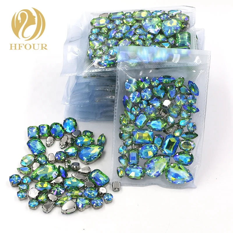 

Green AB  Shape Crystal Sew On Rhinestones