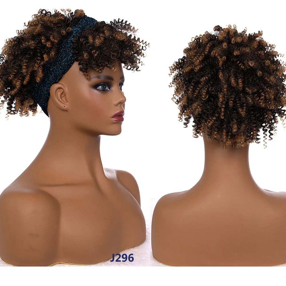 

Price Female Wig Chemical Fiber African Curly Hair With Headgear Short Bob Wigs, 16#1b,12#1b,j261b,j261c,j252,j299,j296,j296a