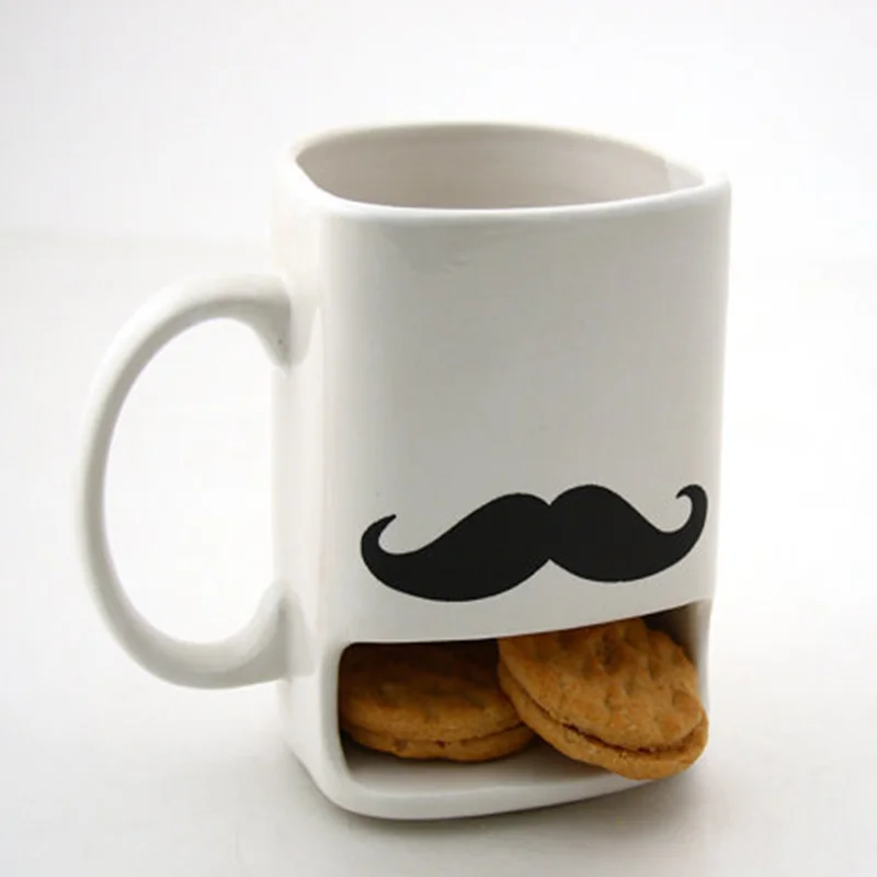 

Sublimation White Coffee Tea Biscuits Milk Dessert Cup Side Cookie Pockets Holder For Home Office Ceramic Mug