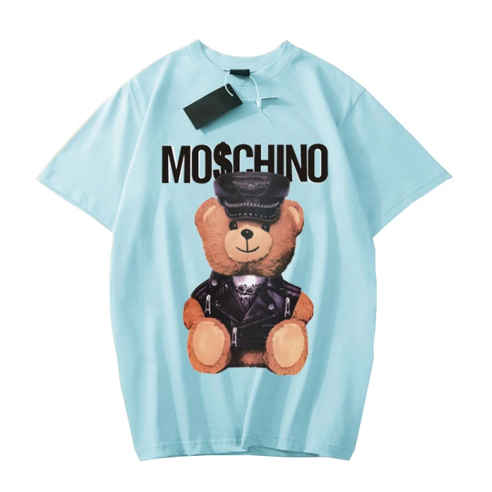 

little bear printed women's t-shirt short sleeve o neck 100% cotton casual harajuku graphic t shirts female summer streetwear, Gray,pink,green,white,black,blue
