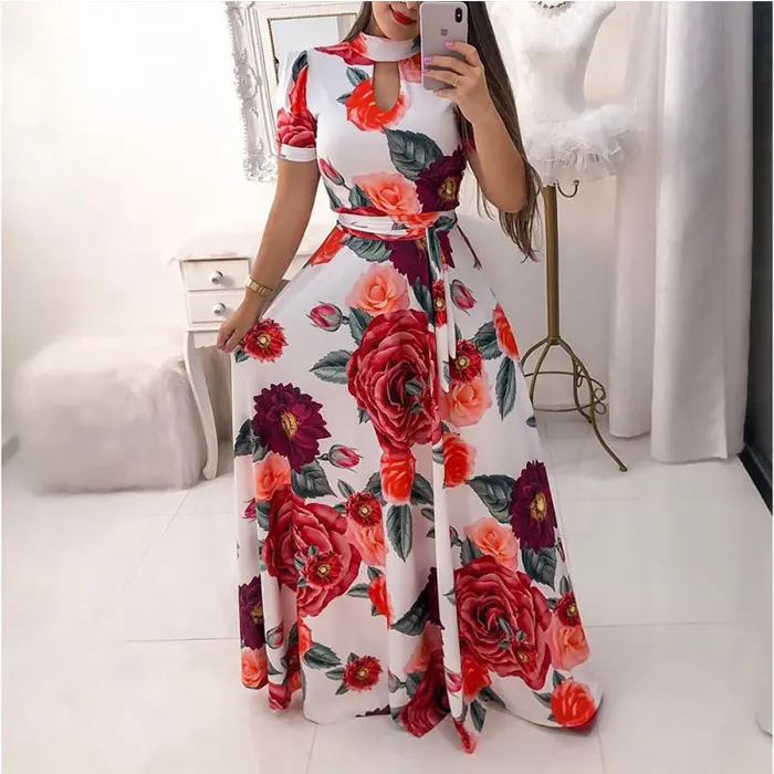 

2021 cheap summer trending women clothes clothing latest party loose ladies hem maxi design dress colorful women casual dresses