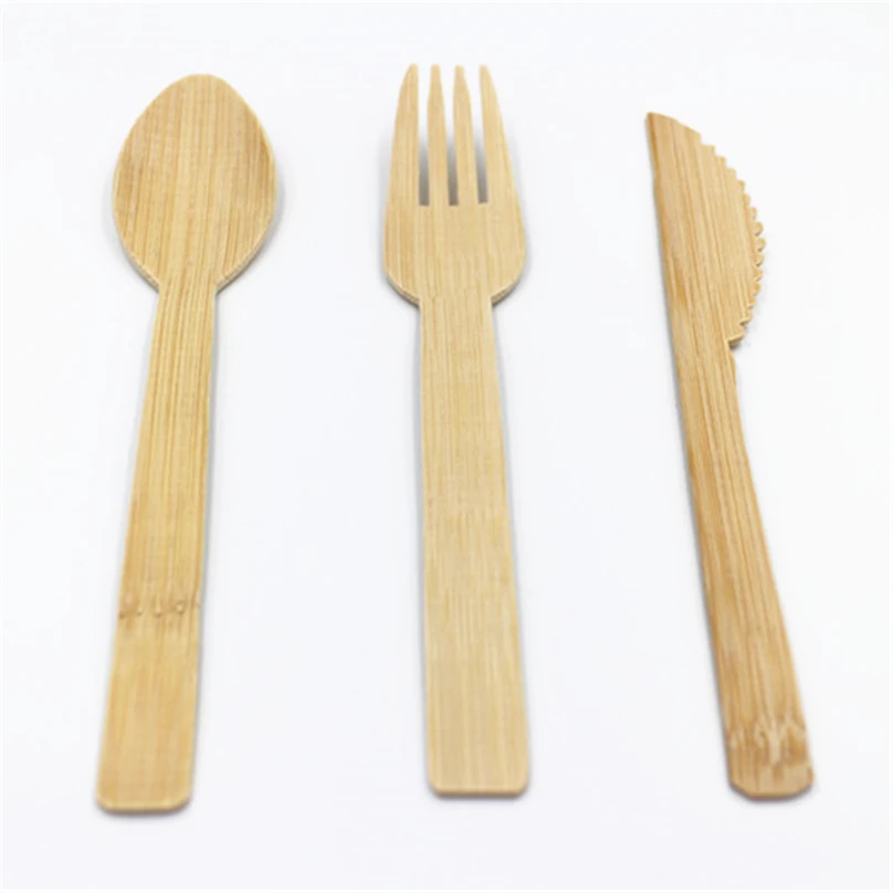 

Biodegradable disposable eco small bamboo cheese knife fork spoon set