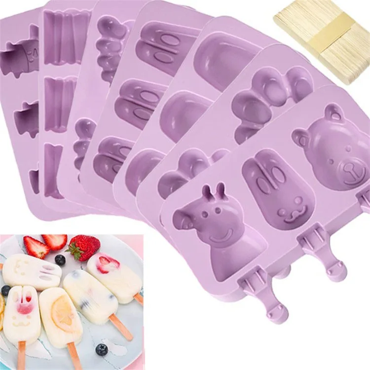 

BPA Free ice cream tools various design ice pop molds silicone popsicle makers ice cream silicone mold with lid and sticks, Picture colors any pantone color can be customized