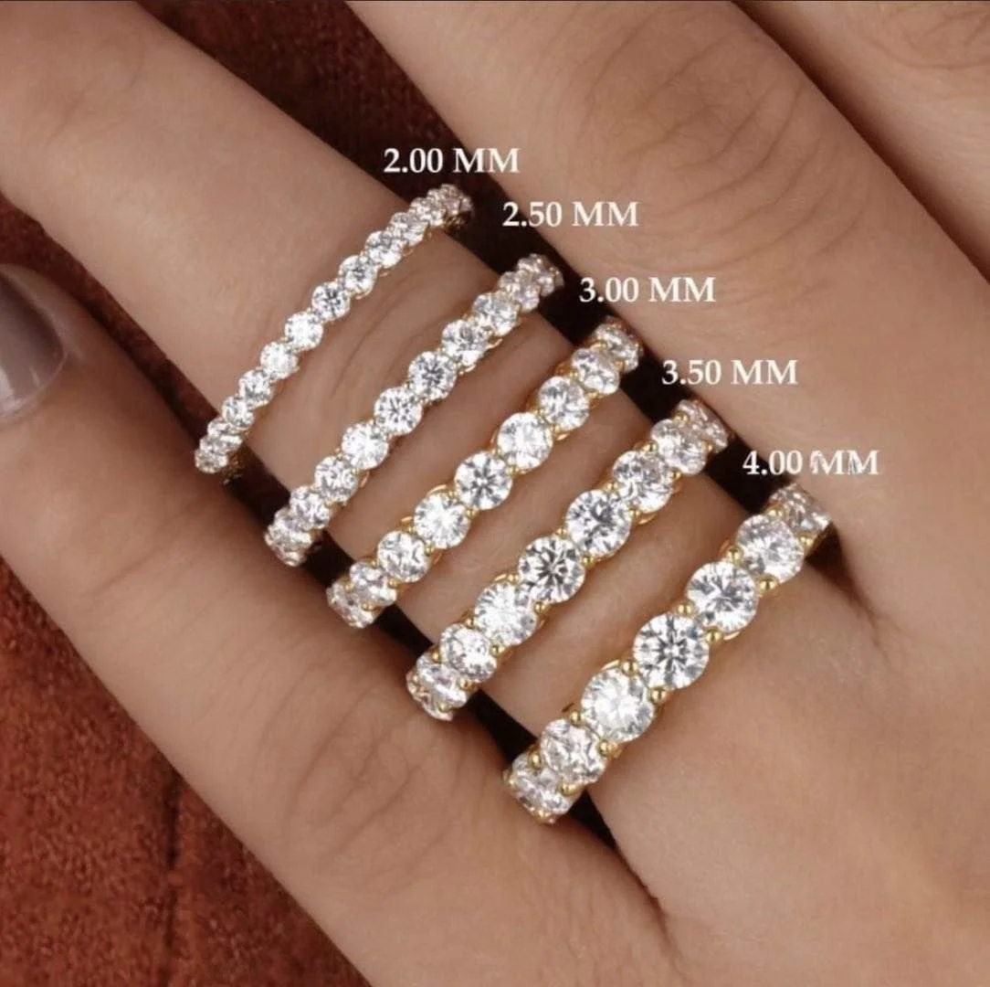 

Wholesale price iced out VVS moissanite 925 sterling silver eternity band ring gold plated ring