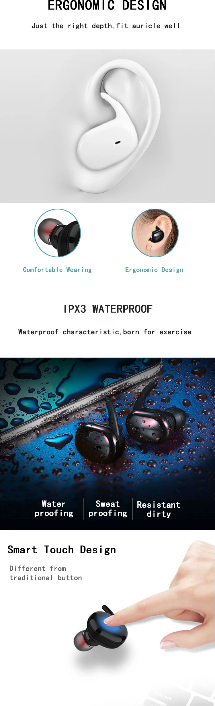 Alibaba Best Sellers 2020 Noise Cancelling TWS Headset In Ear Wireless Bluetooth 5.0 Earphones Stereo Sport Bass Earbuds - ANKUX.COM
